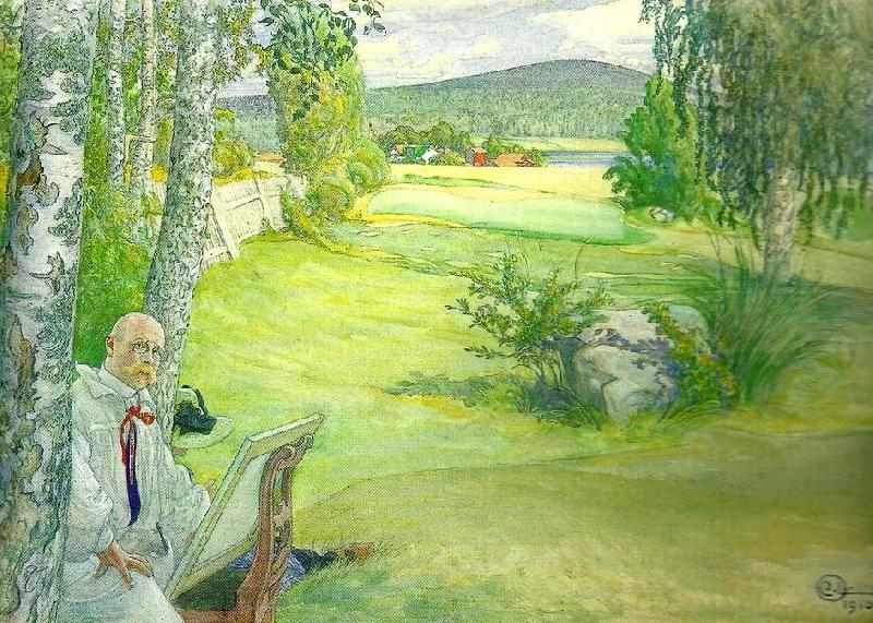 Carl Larsson paradiset-sjalvportratt i landskap oil painting picture